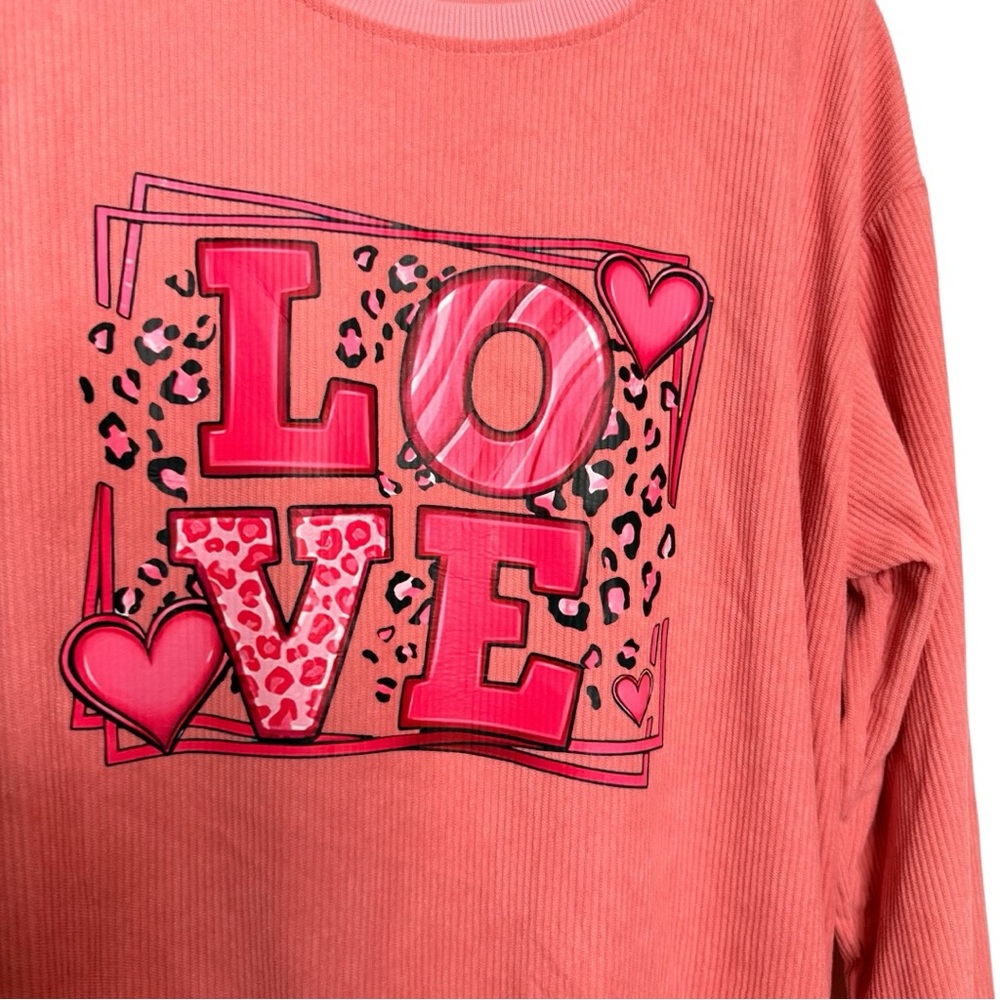 Love Graphic Pink Sweatshirt Oversized Size Small - Picture 4 of 8